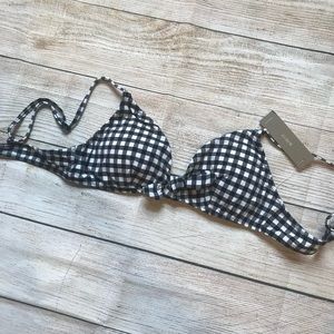 NWT J Crew Gingham Bikini Top Small Tie Front